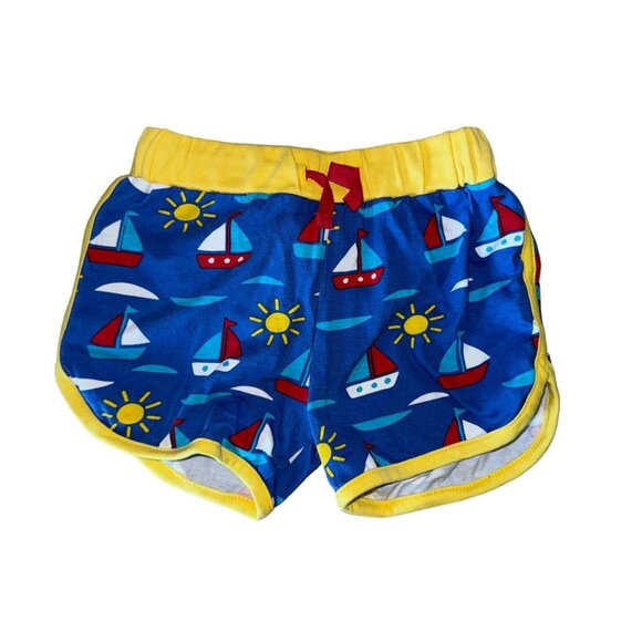 Toby Tiger Organic Boat Print Running Shorts Blue Size 18-24 Months - Picture 1 of 3